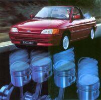 Кабриолет Мк5 выпуска 1990-1992 гг. На машину устанавливался CVH 1.6 EFi (распределенный впрыск). Мощность двигателя составляла 105 л.с. (Из рекламных проспектов Ford Motor Company)